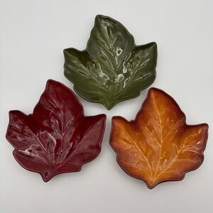 Better Homes and Gardens Sugar Maple Leaf Dessert Plate Set 3 Harvest 2009 8in